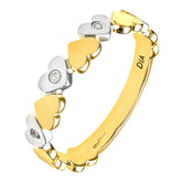 Heart Shapes Diamond Statement Ring in UK Hallmarked White and Yellow Gold
